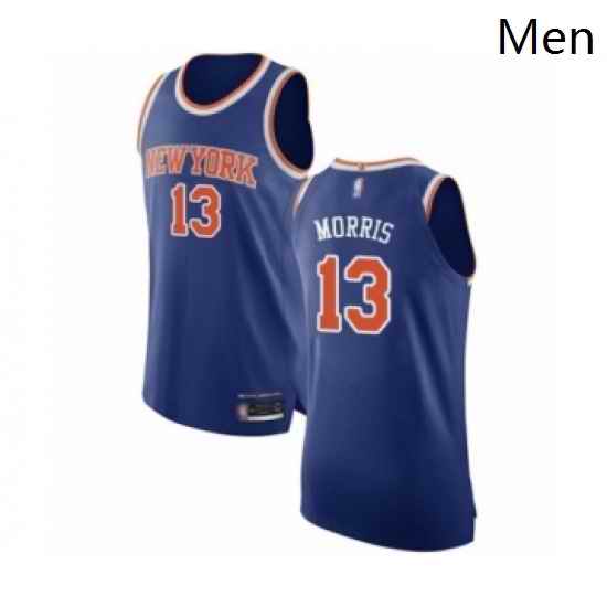 Mens New York Knicks 13 Marcus Morris Authentic Royal Blue Basketball Jersey Icon Edition